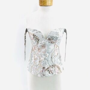 Regency Corset Bustier Top 4 Pastel Jacquard Coquette Romantic Ren Fair Rococo